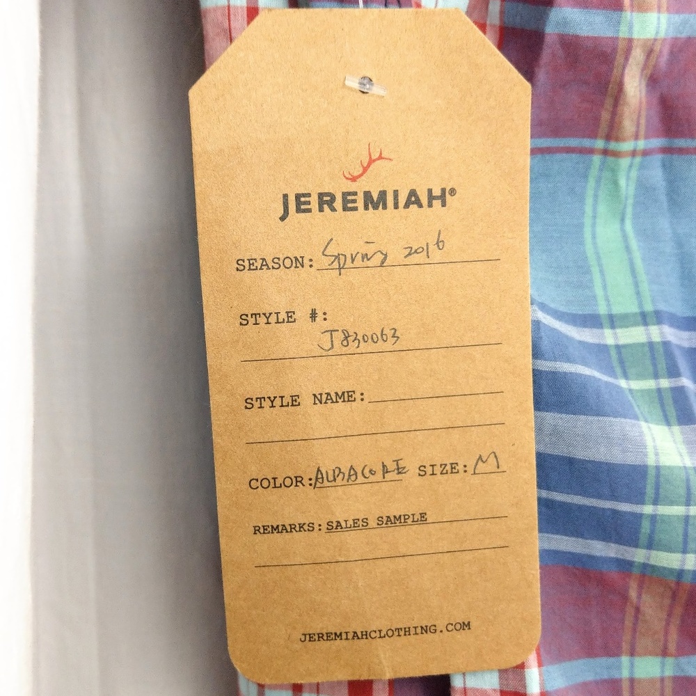 NWT Jeremiah Monroe Plain Weave Plaid Shirt - Picture 5 of 6